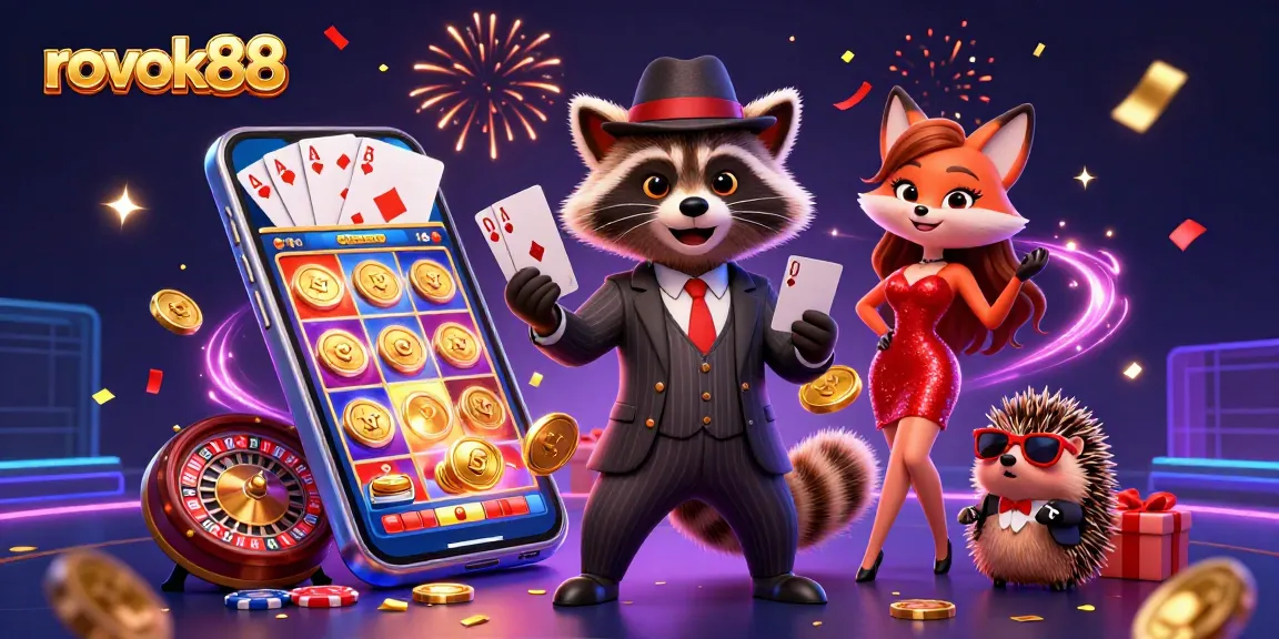 Engage in thrilling slot games at rokok88 with exciting characters celebrating big wins.