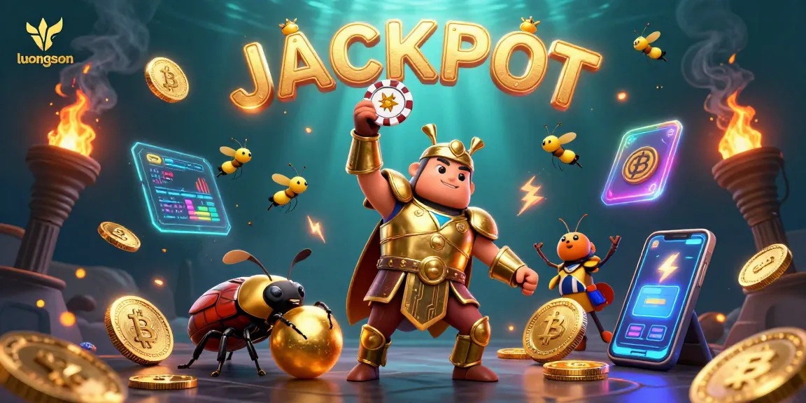 Experience winning at luongson with a hercules beetle in armor celebrating a poker victory.