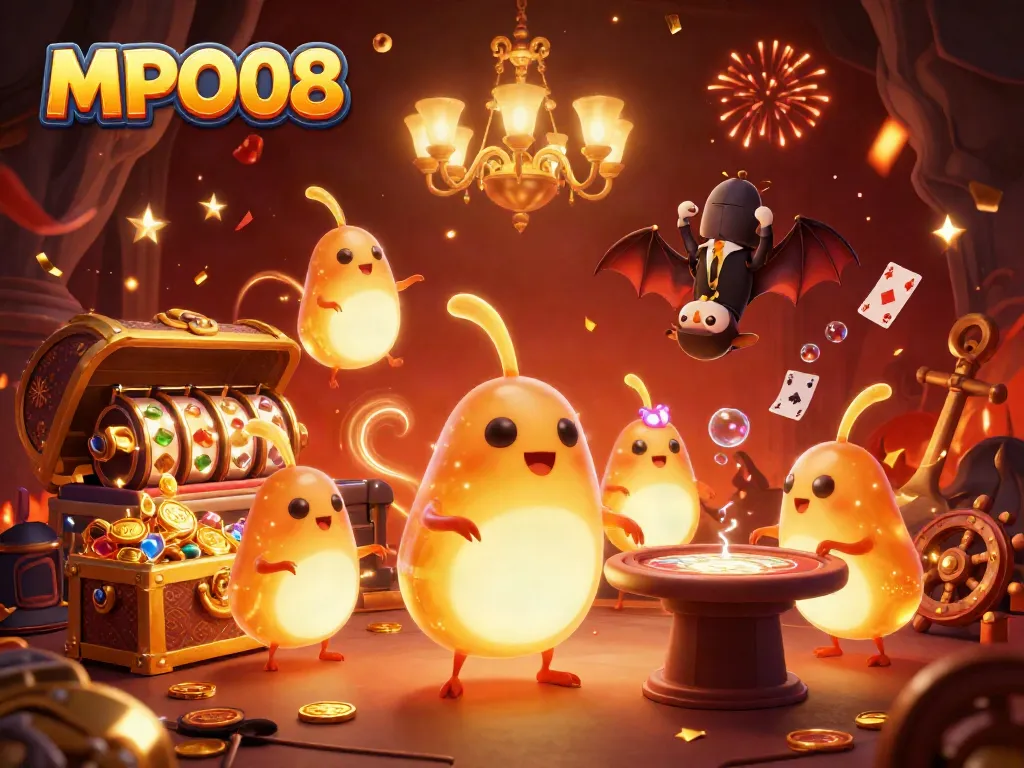 Engage with MPO08 through a vibrant online casino scene where glowworms light up the atmosphere with excitement.