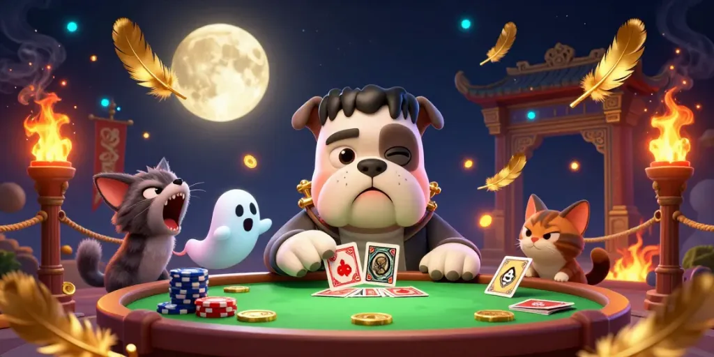 Play exciting cards with 98win in this vibrant 3D cartoon scene featuring engaging characters and themes of luck.