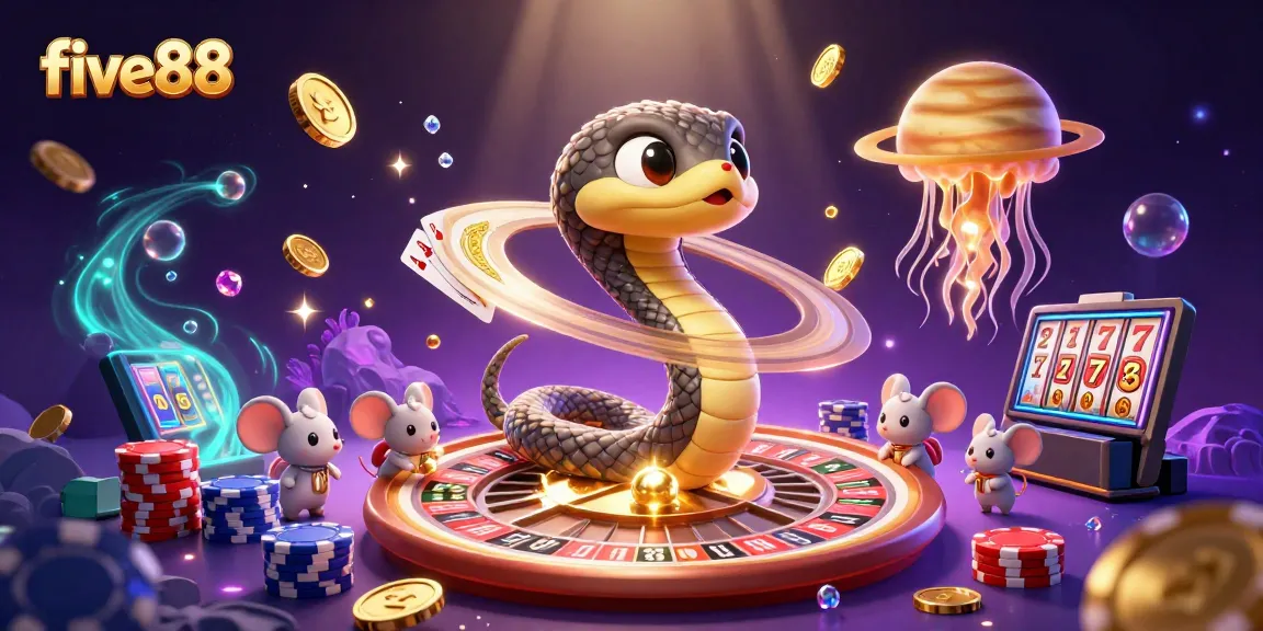 Engage with thrilling five88 casino action featuring cosmic characters and sparkling game elements.