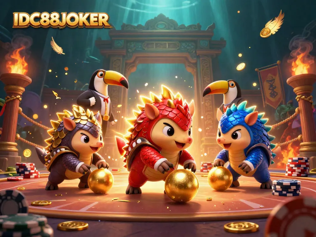 Engage with IDC88JOKER as rival pangolins compete in a dynamic casino scene.