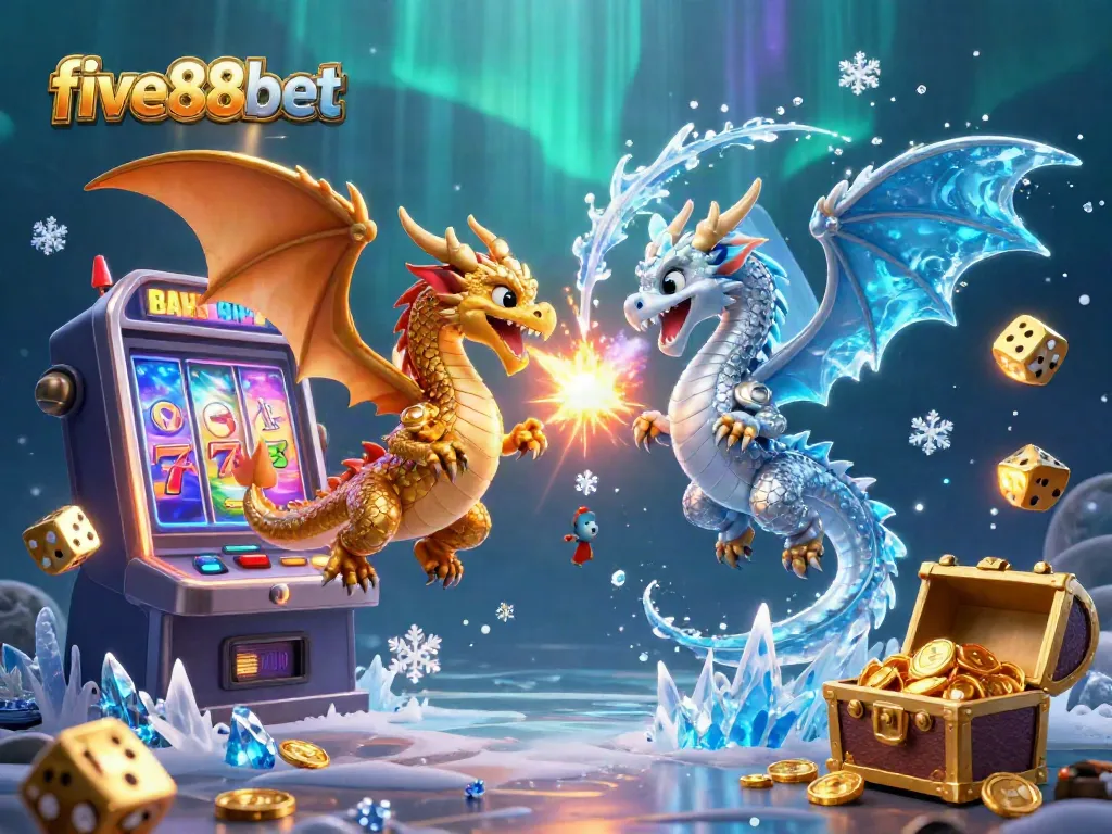 Experience thrilling gameplay at five88bet with fiery dragons and a jackpot explosion in a lively casino setting.