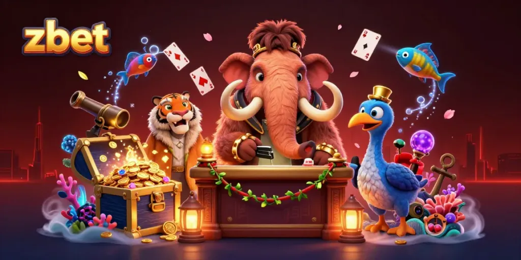 Experience thrilling gaming adventures at zbet with VIP service from unique characters in a vibrant casino scene.