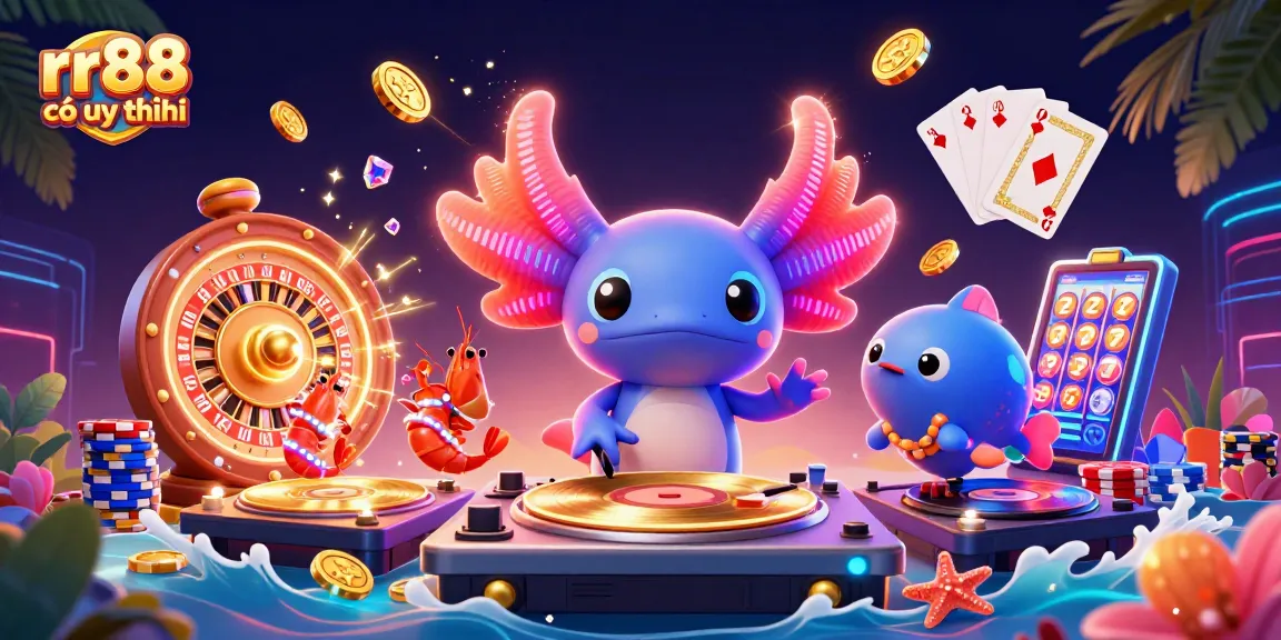 Experience the excitement with rr88 có uy tín at a vibrant casino featuring lively characters and game elements.