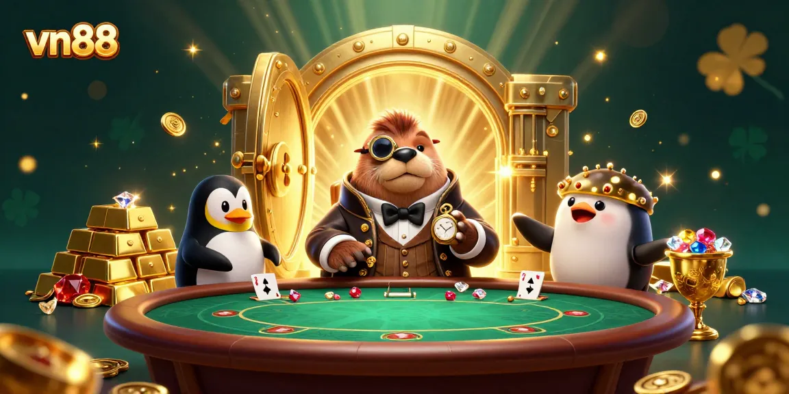 Players enjoy poker at vn88's vibrant underwater casino scene with jewels and treasures.