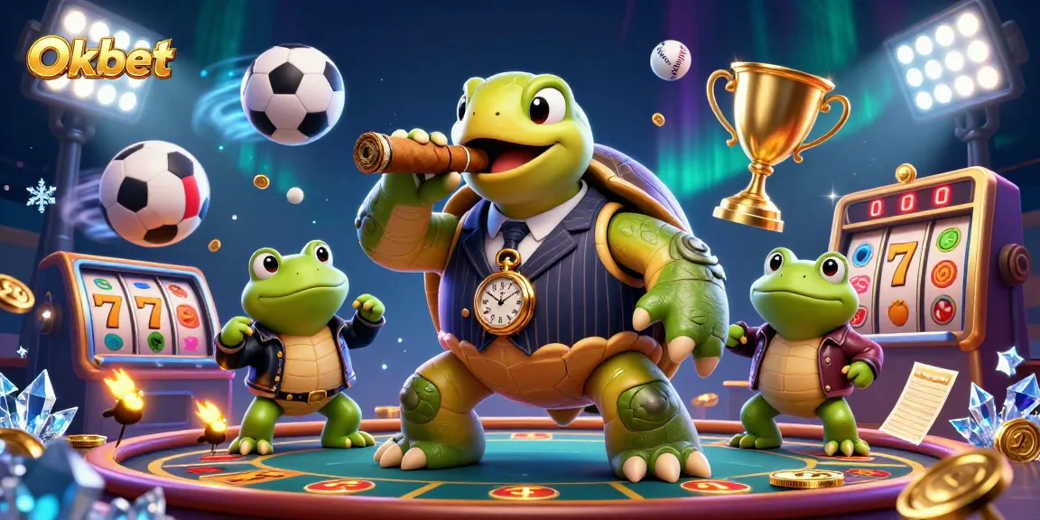 Engage in exciting gameplay at Oxbet with a cartoon turtle and bullfrogs in a dynamic casino scene.