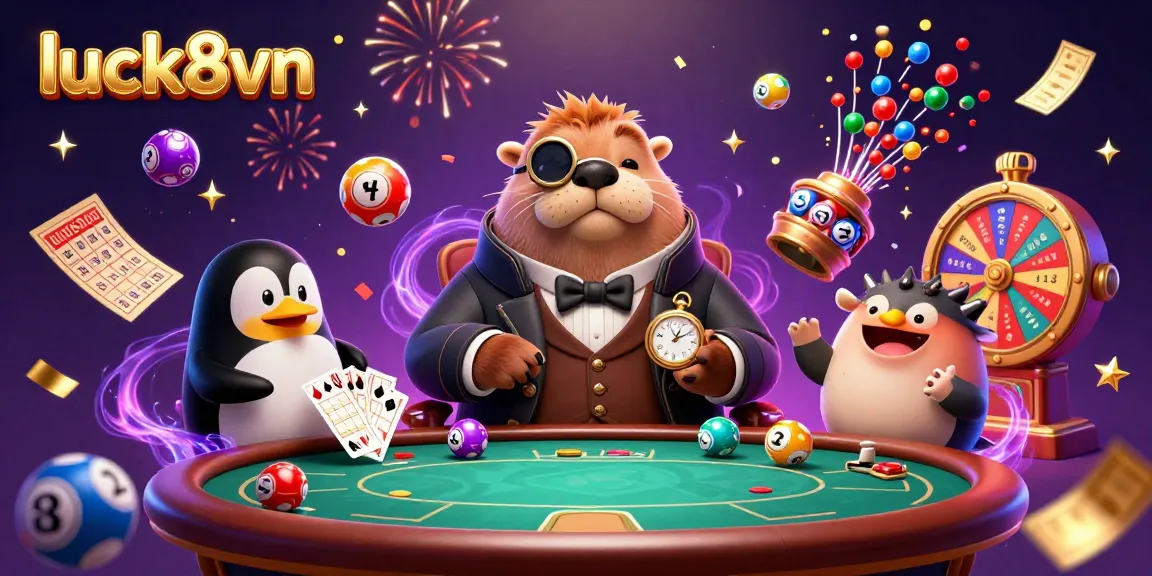 Experience thrilling gaming with luck8vn's lively underwater casino scene featuring unique characters.