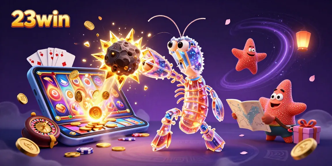Engage in thrilling gameplay at 23win, where a mantis shrimp hero explodes asteroids into golden rewards.
