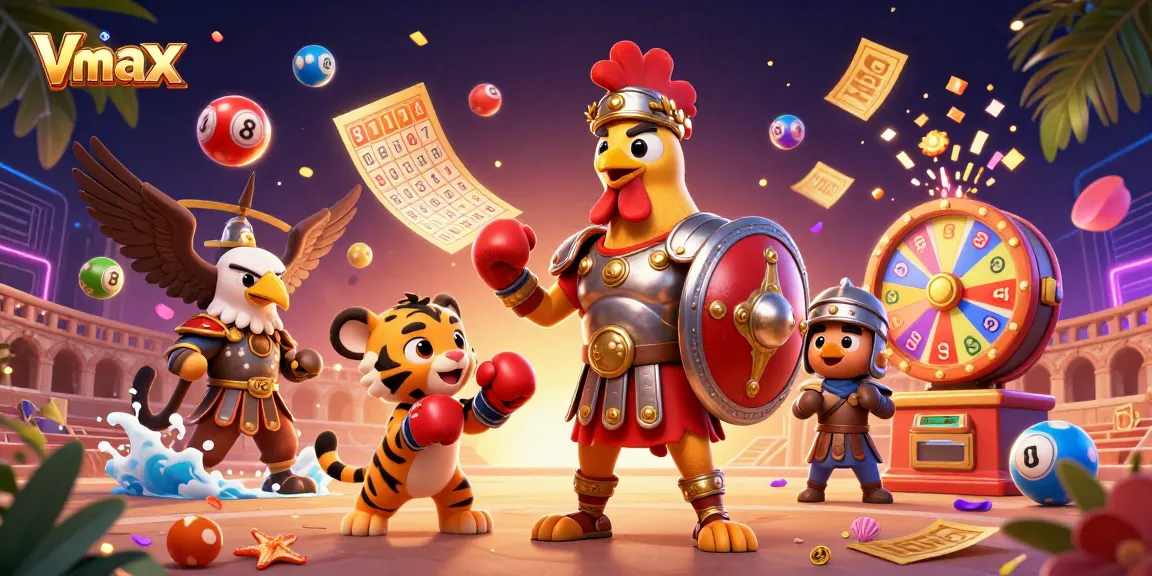Experience thrilling Vmax moments with vibrant casino elements in a dynamic 3D illustration.
