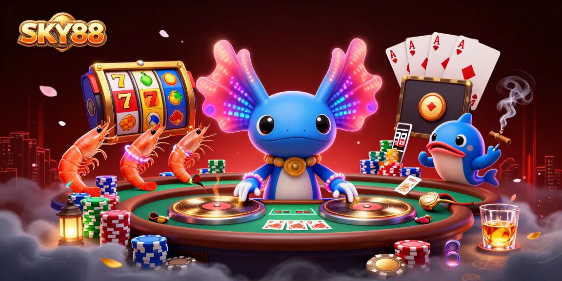 Experience thrilling gameplay at SKY88 with vibrant games, neon characters, and exciting action.