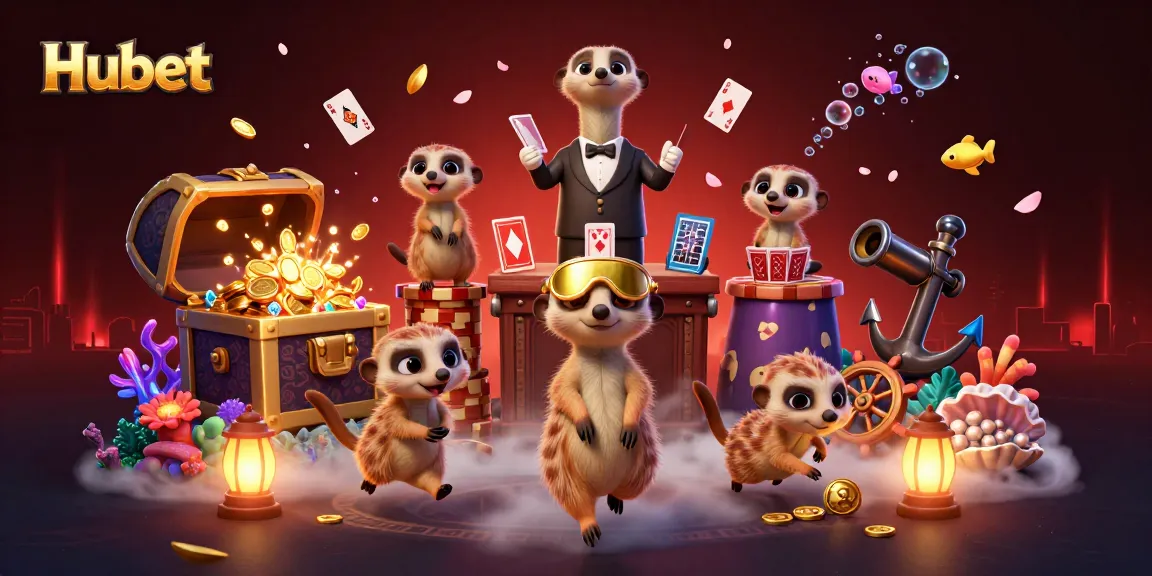 Experience gaming adventures at Hubet's vibrant casino operation featuring playful meerkats.