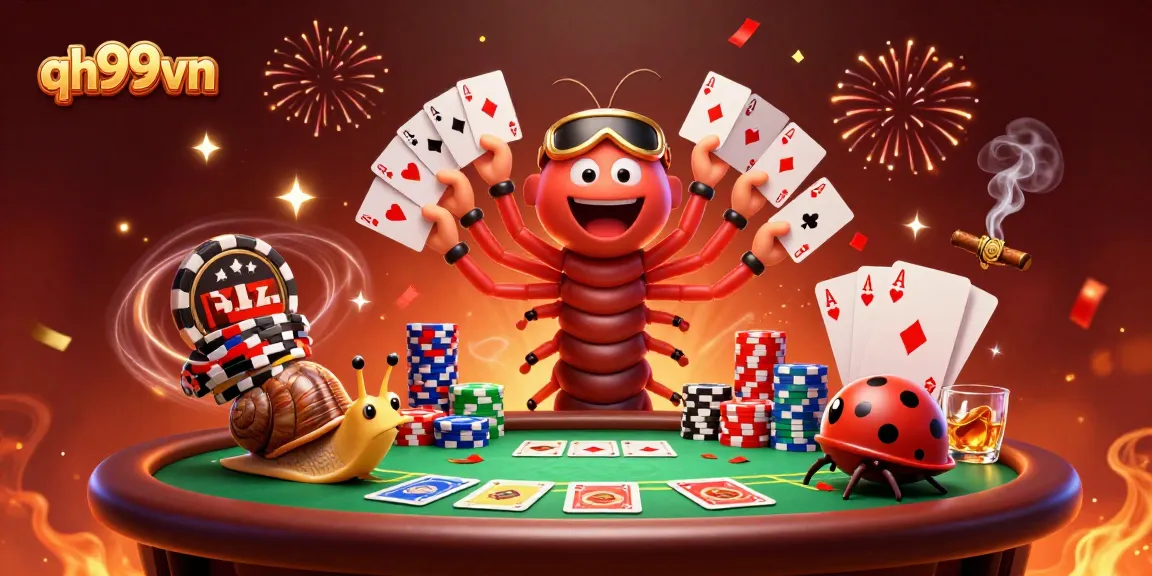Engage with thrilling gameplay at qh99vn, featuring a cartoon dealer and high-roller action.
